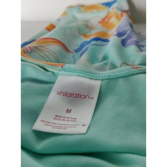 Xhilaration Girls Aqua Floral One‎ Piece Swimsuit Size Medium - Picture 5 of 9